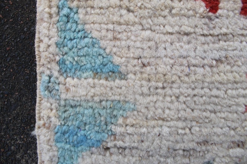 Vintage Traditional Hand Made Oriental Gabbe Wool Beige Blue Red Rug 86x62cm gallery
