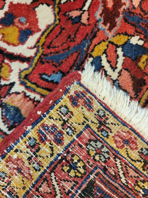 Antique Oriental Hand-Knotted Wool Area Rug Red/Navy Blue/Ivory 10'8" x 13'6" gallery