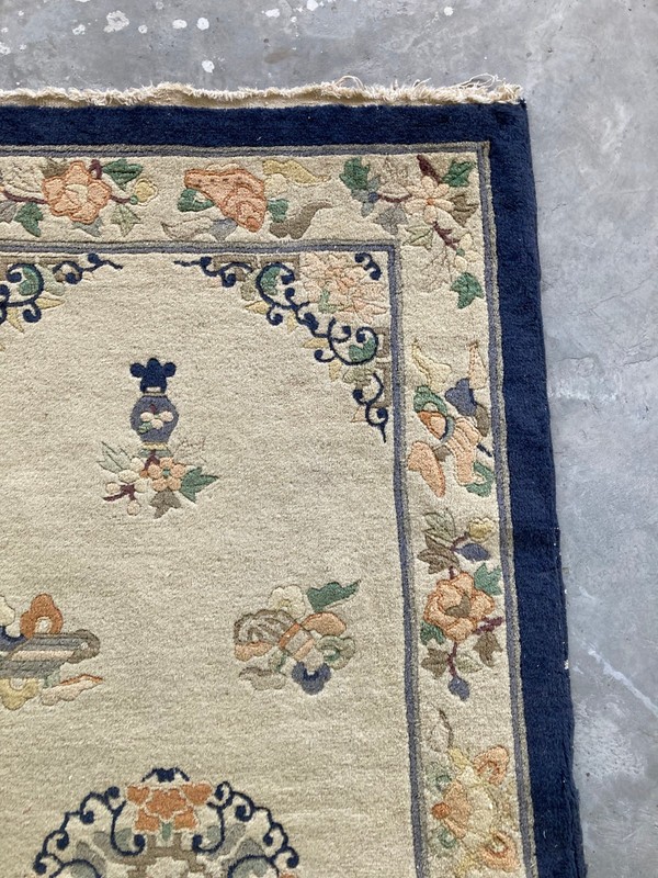 Vintage Chines Peking Handmade Floral Multicolor Wool Rug Carpet 180x92 cm gallery