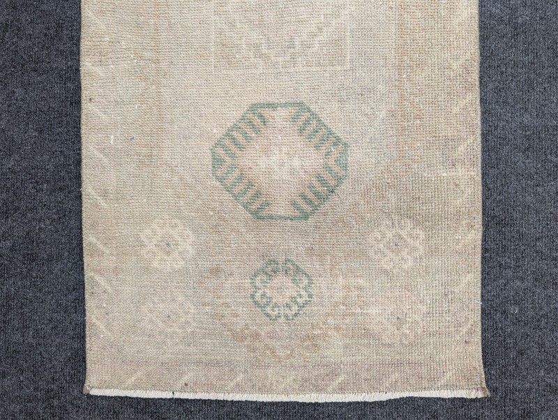 2x3 Ft Vintage Beige Green Door Mat, Turkish Oushak Wool Bathroom Area Rug gallery