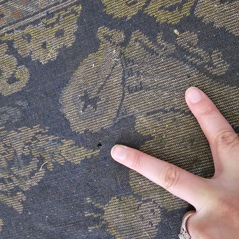 Oriental Style Vintage Italian Made Fringed Carpet Blue Square 34'' x 34" gallery