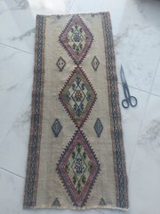 antique embroidered Carpet Rug, Handmade Natural Rug Nice Color Rug 1.50×3.44 Ft