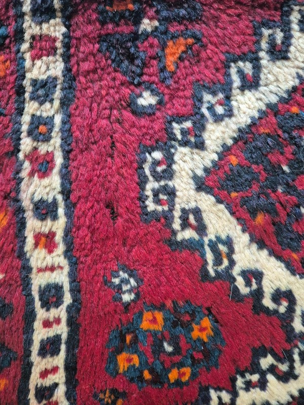 Antique 100 Yo Handknotted East Anatolian Wool Tribal Rug Pillow Cover - 20x33" gallery