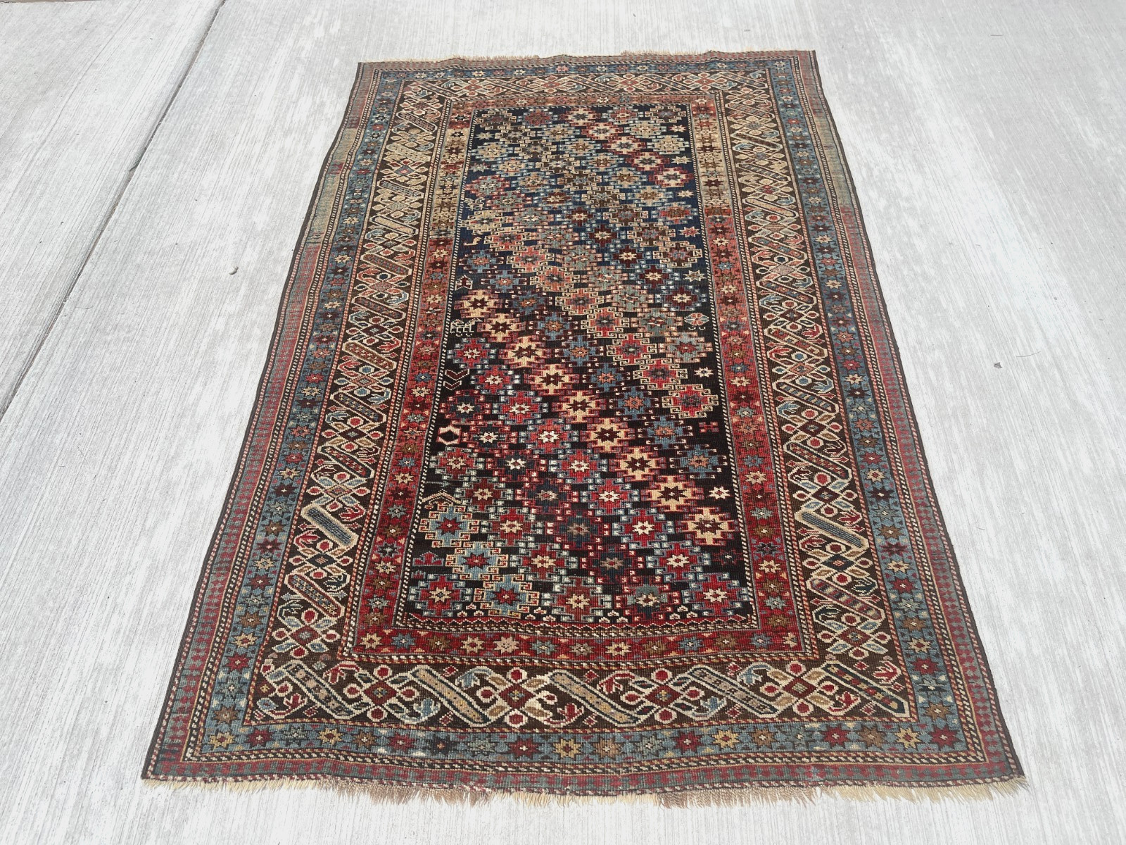 ANTIQUE 19th CENTURY TRIBAL CAUCASIAN CH CHI ORIENTAL RUG SIZE 4' 2x 6'1 gallery