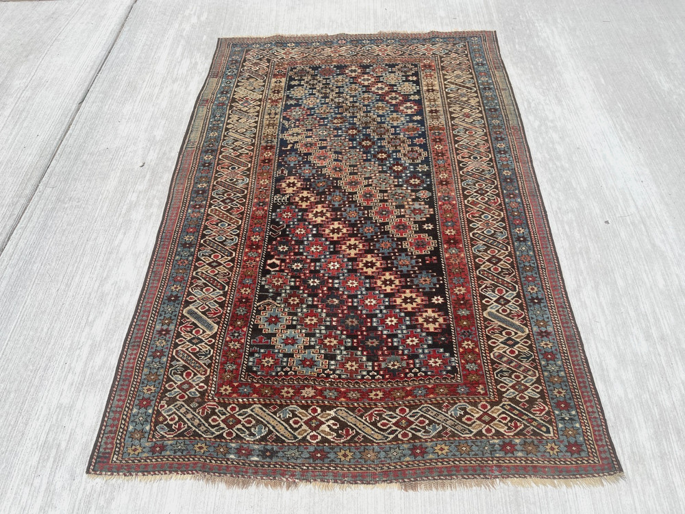ANTIQUE 19th CENTURY TRIBAL CAUCASIAN CH CHI ORIENTAL RUG SIZE 4' 2x 6'1