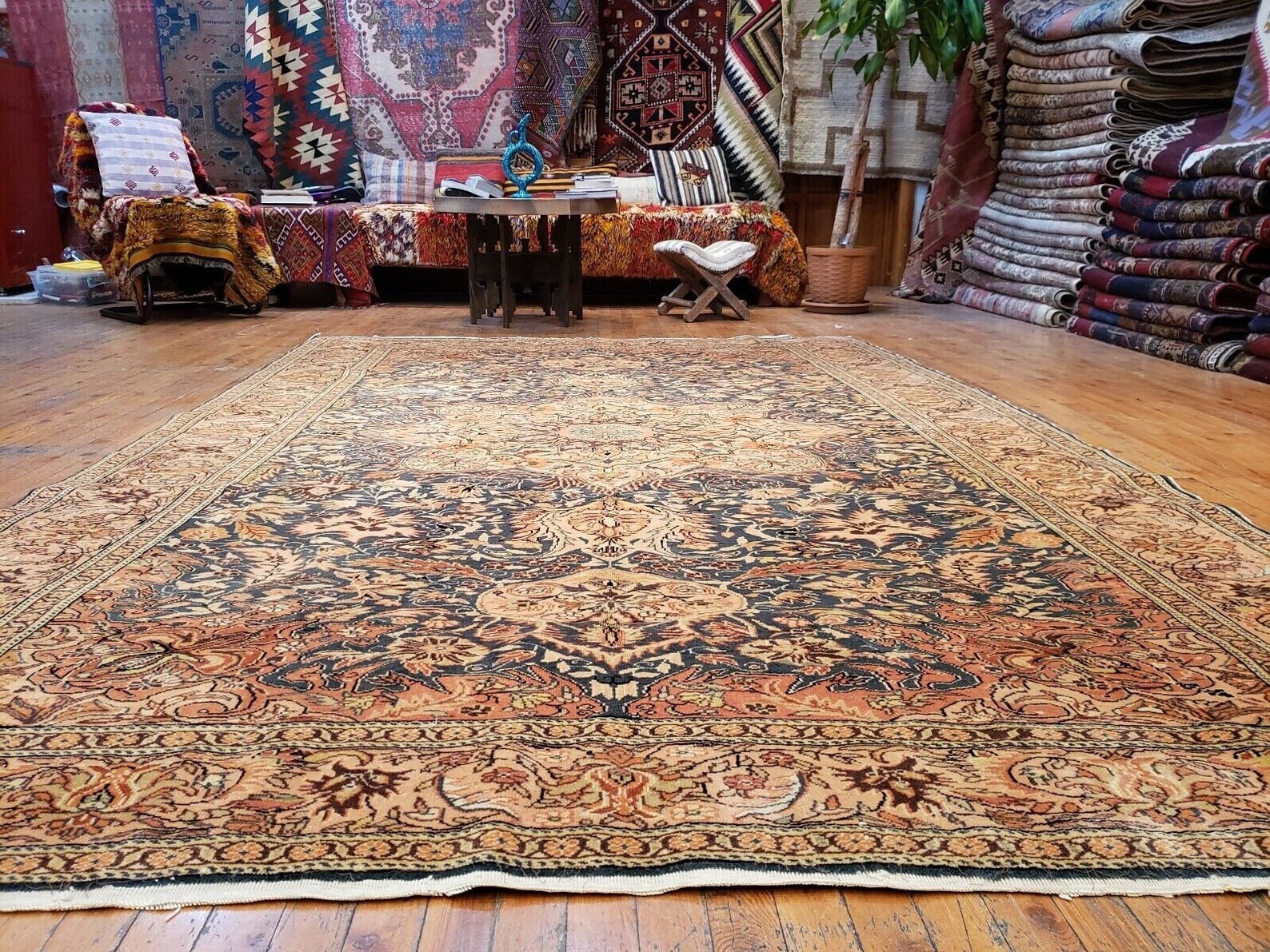 7x10ft Turkish Area Rug | Handknotted Living Room Rug by 7x10ft Turqoise Color gallery