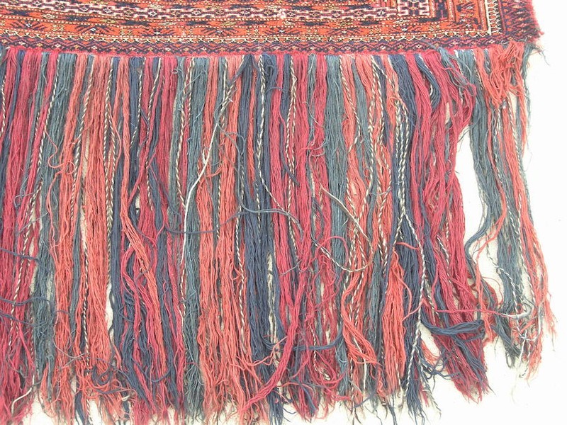 Antique Turkoman Saryk Yomud Torba Complete With Skirt Long Tassels14x46" gallery