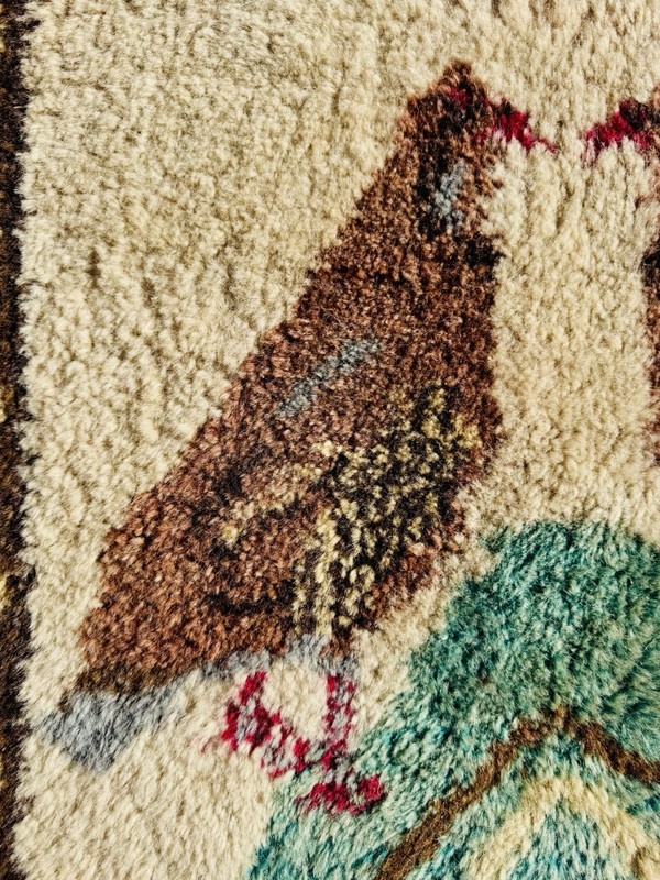 Gorgeous Handmade Wool Chukar Birds Rug from Turkey - 54 cm x 49 cm gallery