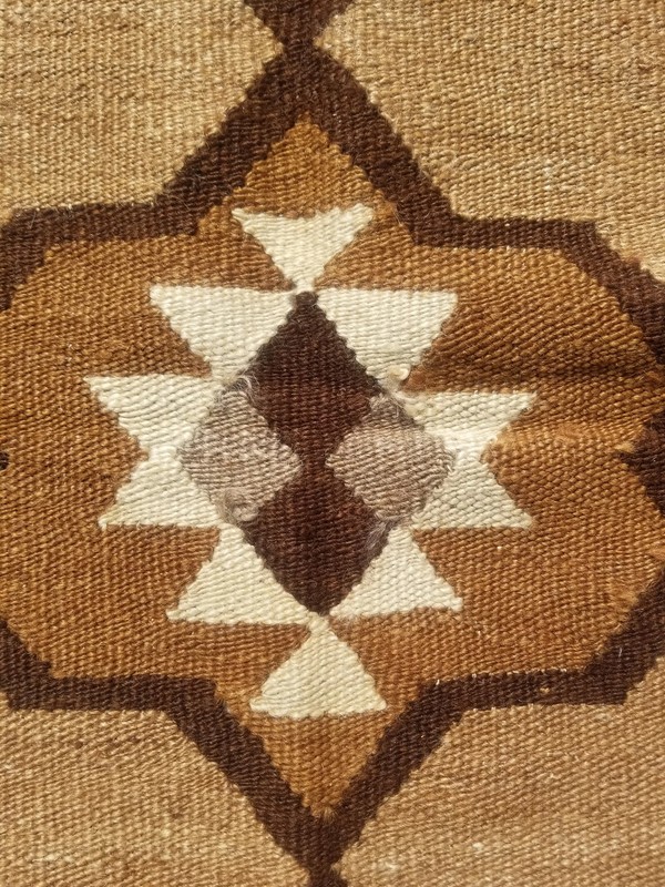 Distressed Vintage Traditional Handmade Southwestern Wool Brown Kilim 5.11x3.9ft gallery