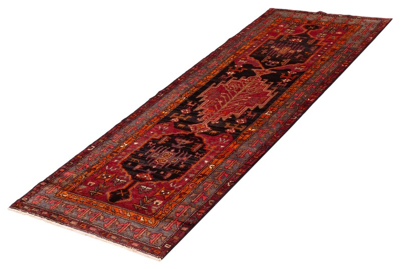 Vintage Hand-knotted Runner Rug 3'8" x 10'2" Traditional Oriental Wool Carpet gallery