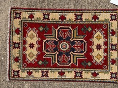 2×3 VINTAGE ORIENTAL RUG ANTIQUE HANDMADE handwoven HAND-KNOTTED red kazak heriz