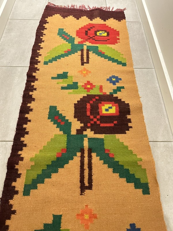 Vintage Handmade Albania Kilim Hall Rug Runner Floral Patterns Wall Hanging 2.9m gallery
