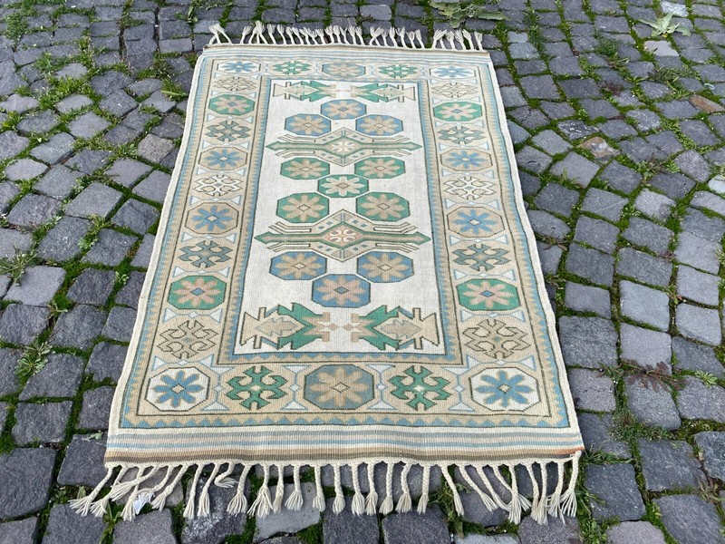 Wool rug, Area rug, Vintage rug, Turkish rug, Bohemian rug 3,0 x 4,5 ft gallery