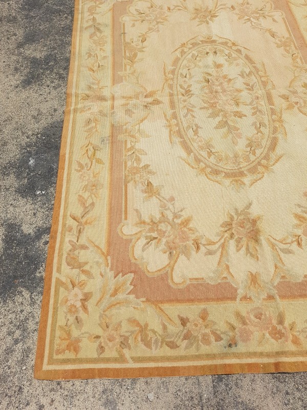 Vintage French Floral Needlepoint Handmade Multicolor Rug Wool Carpet 174x113 cm gallery