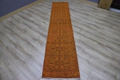 Turkish Orange Runner Rug Anatolian Handmade Hallway Carpet Ethnic Decor 2x10ft