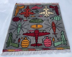 Mini War Rug 52x52cm Afghan War Rug Handicrafts Wool Rug Merinos #245