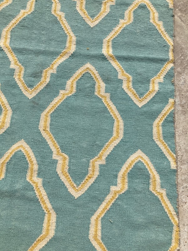 Vintage Traditional Handmade Geometric Flat Wool Kilim Floor Rug 156x109 cm gallery