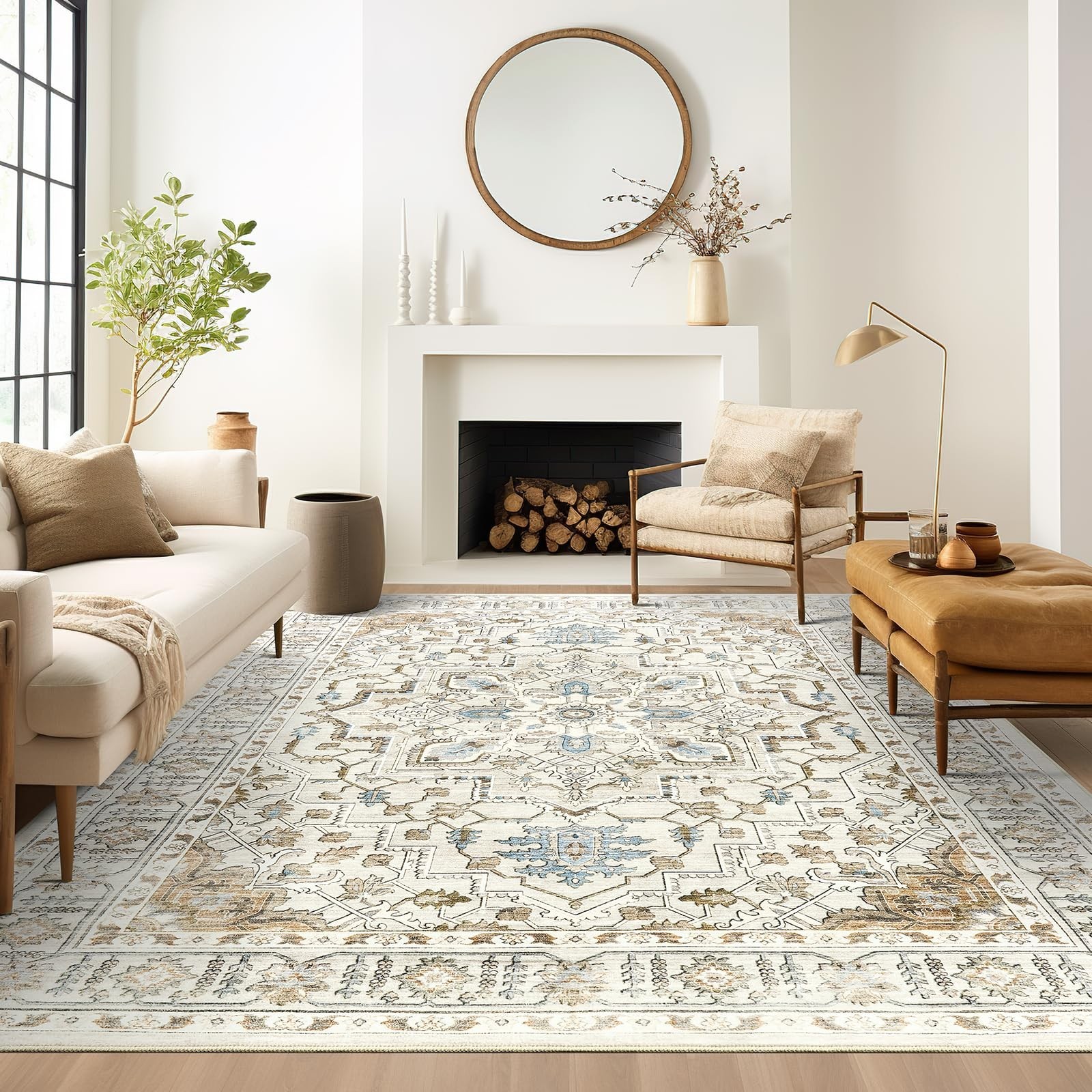 Area Rugs for Living Room - 4x6, Boho Non-Slip Low Pile Carpet Machine Washab... gallery