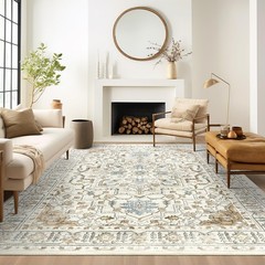 Area Rugs for Living Room – 4×6, Boho Non-Slip Low Pile Carpet Machine Washab…