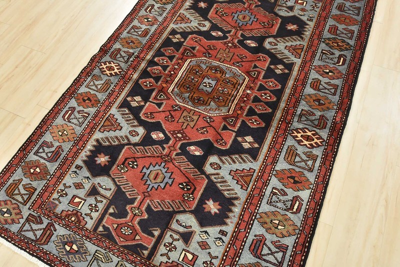 Vintage Tribal Oriental 4’5” x 6’8” Blue Wool Traditional Hand-Knotted Area Rug gallery