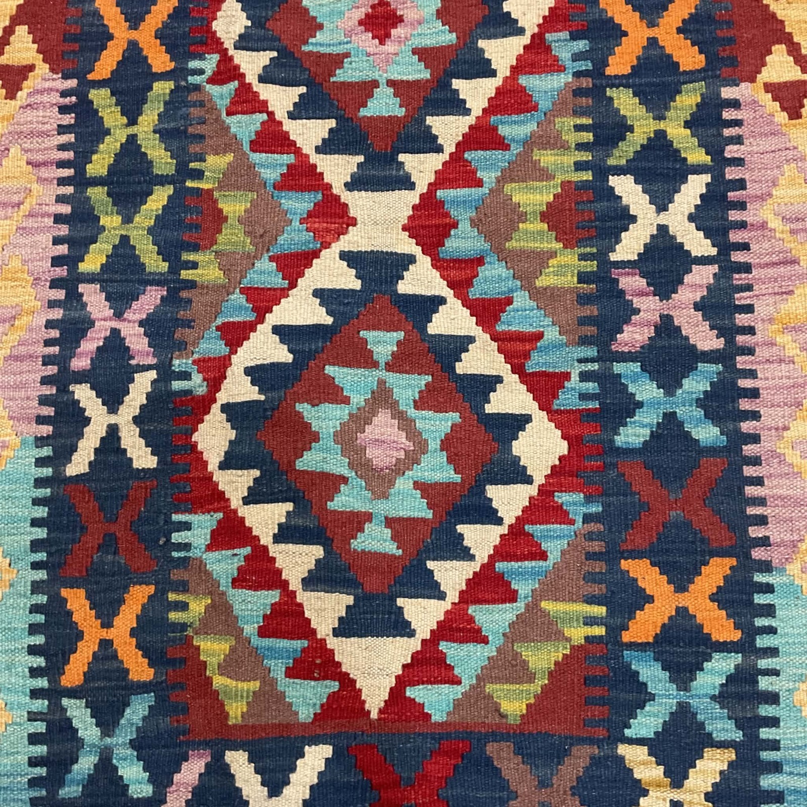 Afghan Hand-woven Mimana Kilim 100% Wool Area Rug (7'11" x 2'7") gallery
