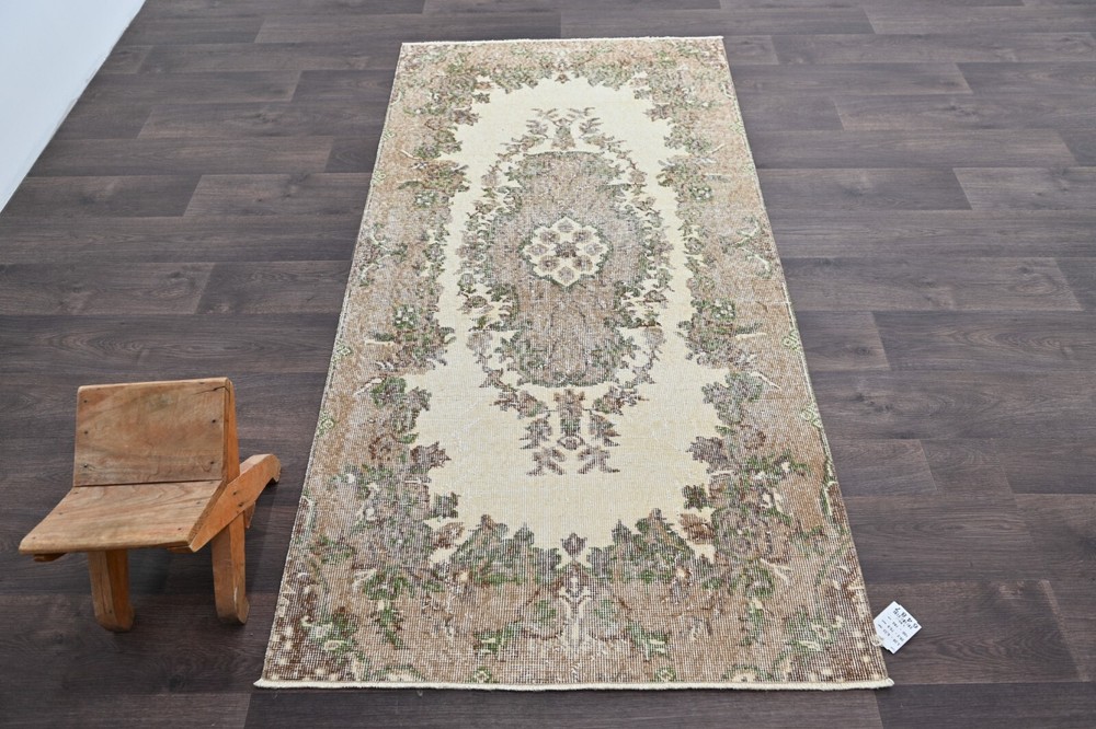 Oushak Turkish Vintage Rug 3x6 Kilim Rug Anatolian Handmade Boho Decor BROWN