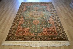 Clearance Rare Green Antique Genuine Turkish Handmade Rug Free Shipping 7Ftx10Ft