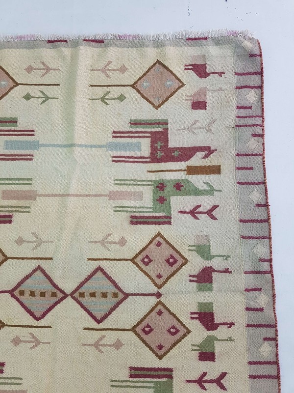 Vintage Handmade Traditional Geometric Brown Beige Kilim Rug Carpet 166x125cm gallery