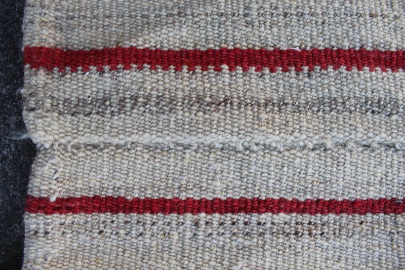 Vintage Tribal Nomadic Hand Made Oriental White Wool Jajim Kilim 131x116cm gallery