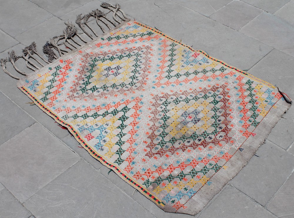 Turkish Kilim Rug 34''x43'' Hand Woven Konya Cicim Kilim 88x110cm