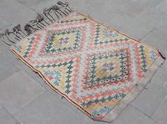 Turkish Kilim Rug 34”x43” Hand Woven Konya Cicim Kilim 88x110cm