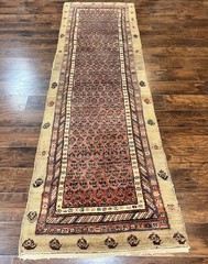 Antique Sarab Runner Rug 3×11 Wool Camel Hair Tribal Carpet 1920s Handmade