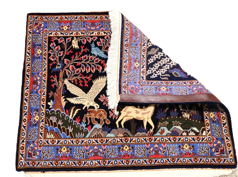 *35" X 28" ANTIQUE HAND-KNOTTED PERSAN TABRIZI QOUM KASHANI tree of life WOOLRUG gallery