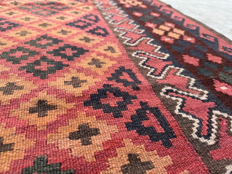 Tribal Wool Rug, Flat Weave Vintage Traditional Area Kilim Rug 3'4 x 6'8 ft gallery