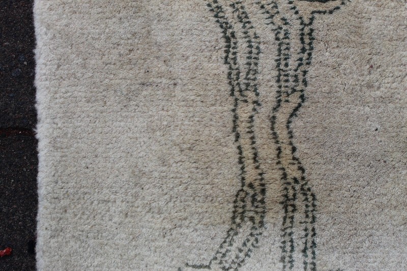 Vintage Hand Made Art Deco Chinese Oriental White Wool Large Carpet 259x169cm gallery