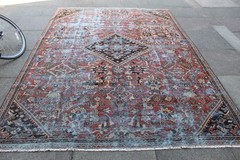 Antique Worn Traditional Hand Made Turkish Oriental Wool Red Carpet 317x217cm