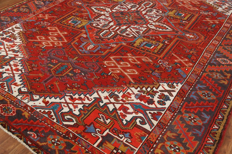 Traditional Geometric Red Wool Heriiz Tribal Handmade Vintage Room Size Rug 8x10 gallery