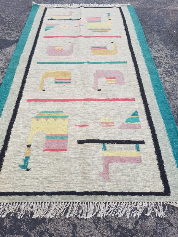 Vintage Traditional Handmade Beautiful Turkish Kilim Floor Rug Carpet 161x92 cm gallery