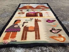 Vintage Traditional Handmade Peruvian Wool Multicolor Kilim 104x61cm