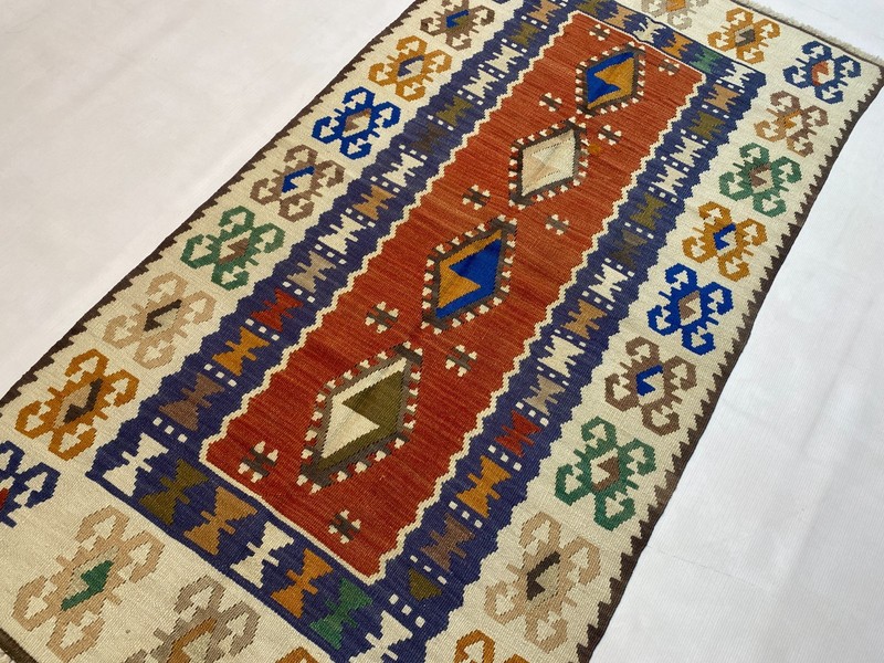 3x6 ft Traditional Tribal Handwoven Modern Geometric Bedroom Turkish Wool Kilim gallery