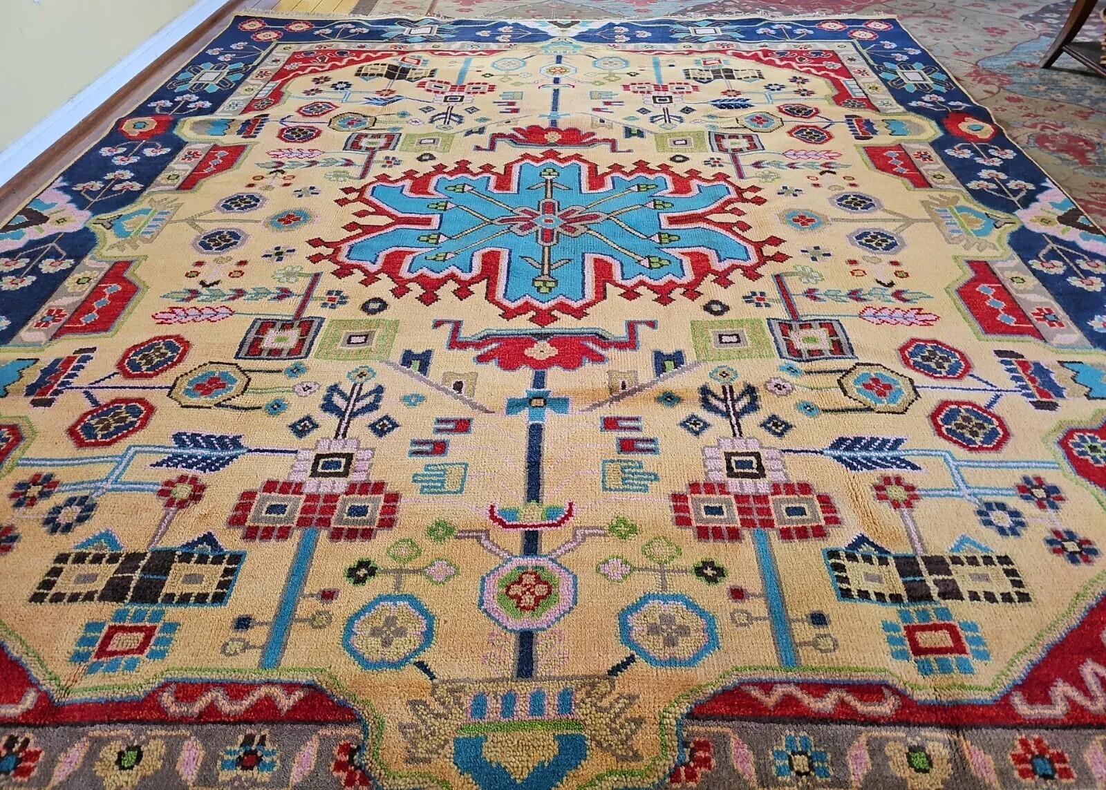 8x10 VINTAGE DESIGN FINE VEG DYE INDO CAUCASIAN ANTIQUE SERAPI KAZAK HERIZ USHAK gallery