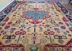 8×10 VINTAGE DESIGN FINE VEG DYE INDO CAUCASIAN ANTIQUE SERAPI KAZAK HERIZ USHAK
