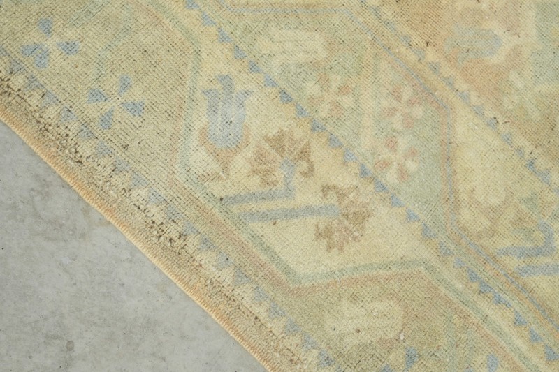 Turkish Area Rug 4x6 Hand-Knotted Neutral Vintage Wool Rug Oushak Carpet,808 gallery