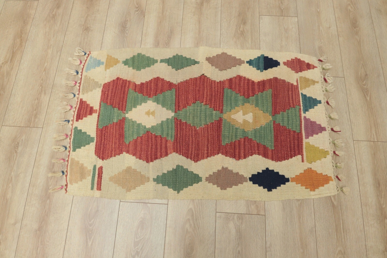 Cream Kilim Rug Traditional Cappadocia Handwoven Ethnic Nomadic Carpet 2x4 ft gallery