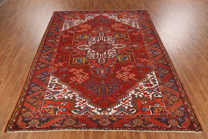 Traditional Geometric Red Wool Heriiz Tribal Handmade Vintage Room Size Rug 8x10 gallery