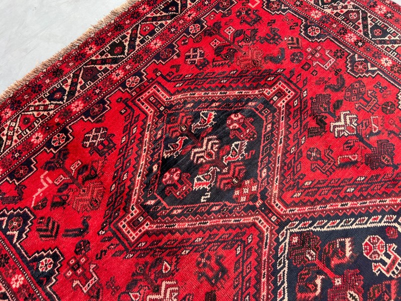 5'10 x 8'1 ft Vintage Afghan Baluchi Geometric Medallion Handknotted Wool Rug gallery