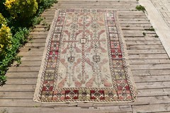 Turkey Rug 47”x76” Vintage Light Muted Color Oushak 3×6 Wool Rug 120x195cm