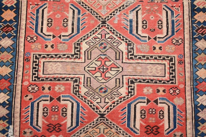 Antique Caucasian Fragment Rug 38'' x 64'' Collector Item Worn Antique Carpet gallery