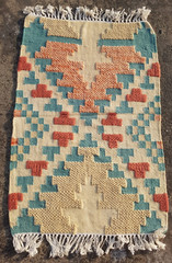 Vintage Traditional Handmade Turkish Geometric Wool Kilim Rug Carpet 100×68 cm