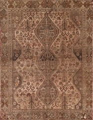 Antique Rug 5×6 ft.Pre-1900 Qashqai Geometric Oriental Handmade Home Décor Rug